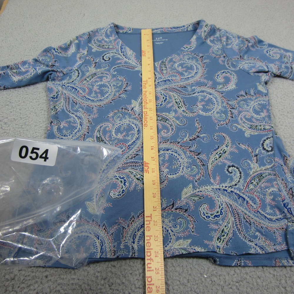 J. Jill Shirt Womens Large Blue Paisley Pima Cotton 3/4 Sleeve comfy casual - Picture 4 of 9